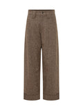 Brown Tailored Flat Front Pants 1