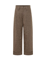 Brown Tailored Flat Front Pants 1