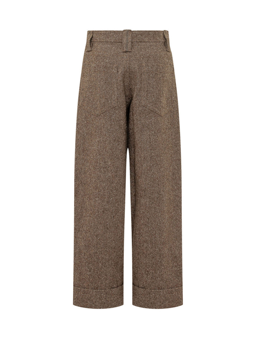 Brown Tailored Flat Front Pants 2