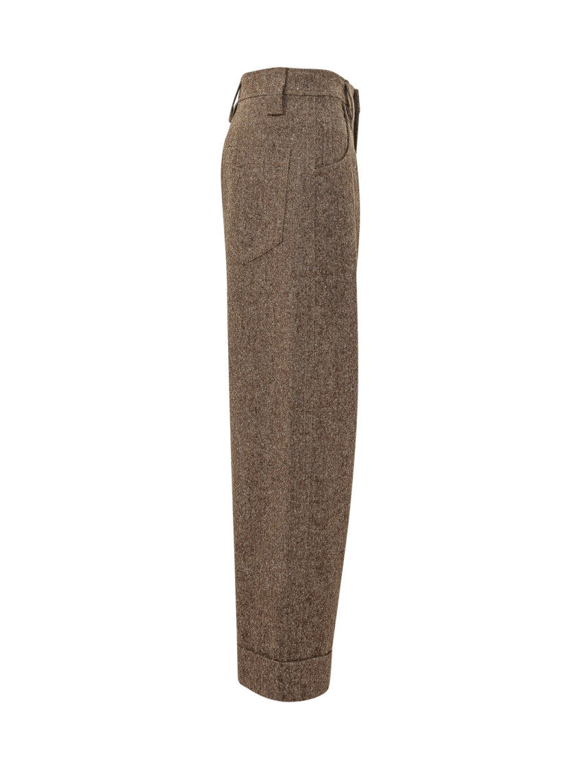 Brown Tailored Flat Front Pants 3