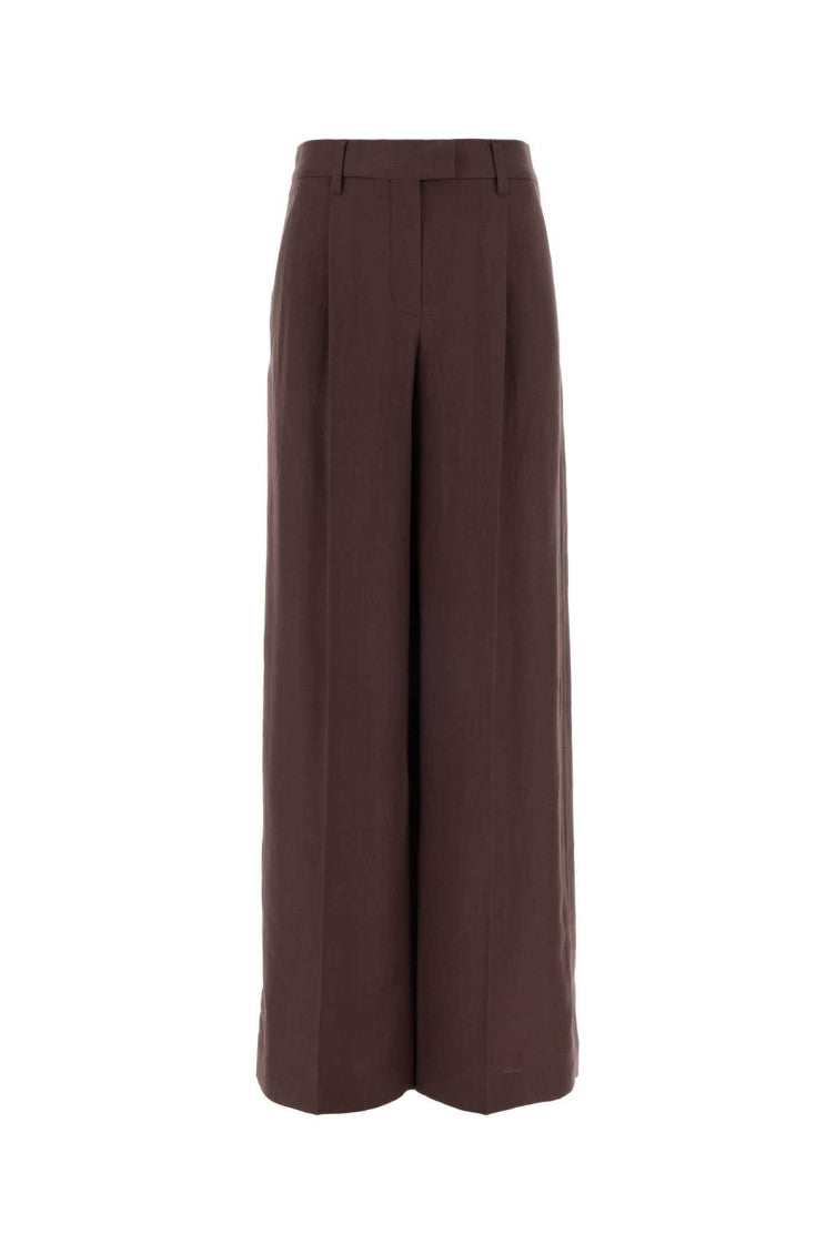 Purple Flared Flat Front Pants 1