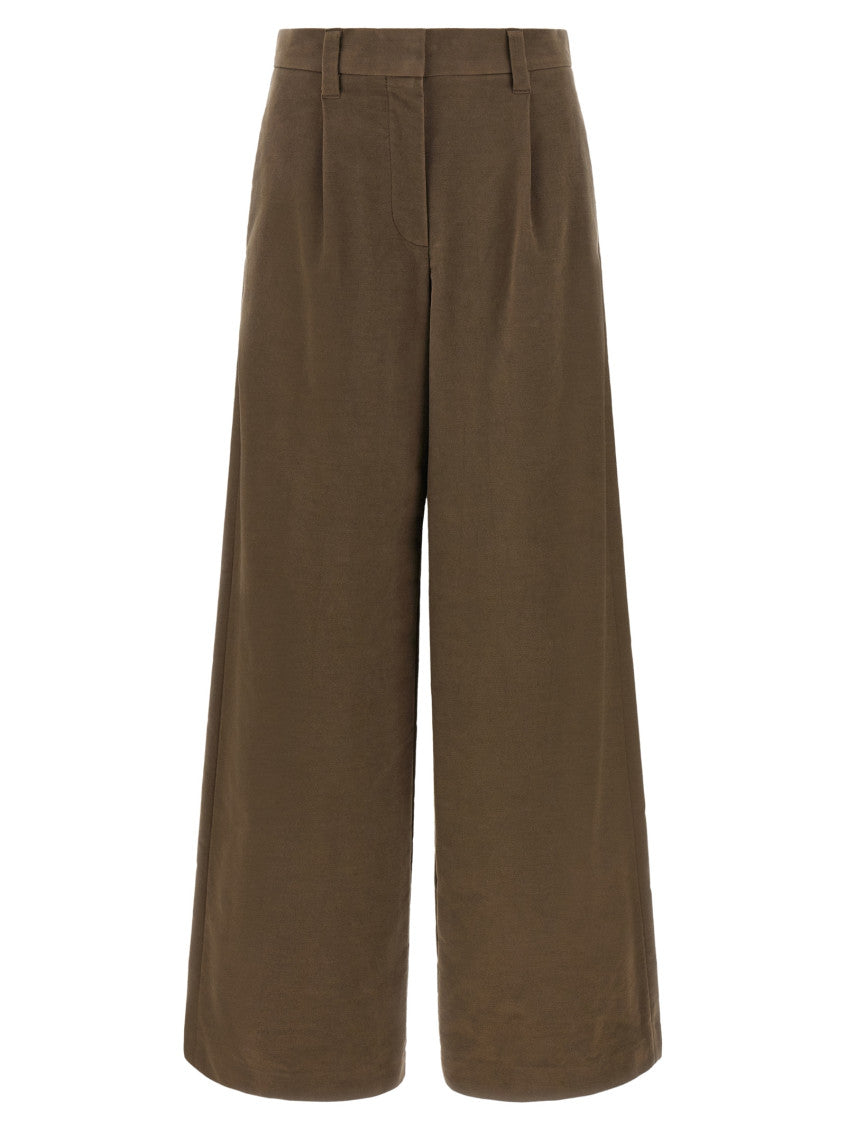 Brown Tailored Pleated Pants 1