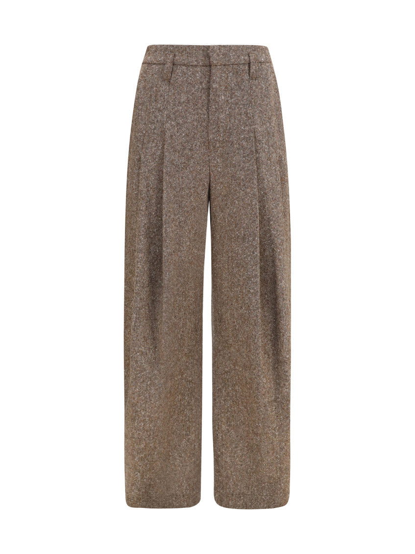 Brown Relaxed Pleated Pants 1