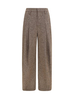 Brown Relaxed Pleated Pants 1