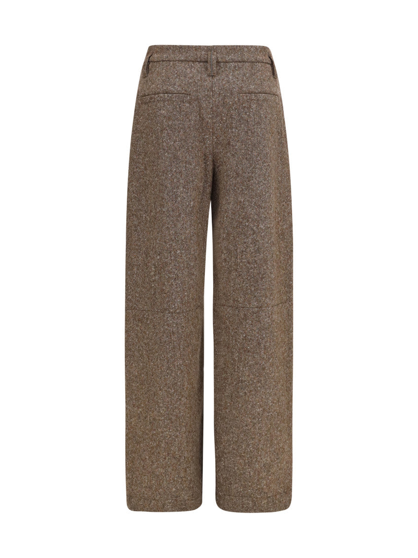 Brown Relaxed Pleated Pants 2