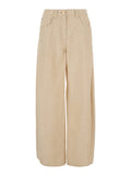 Beige Loose Flat Front Pants 1