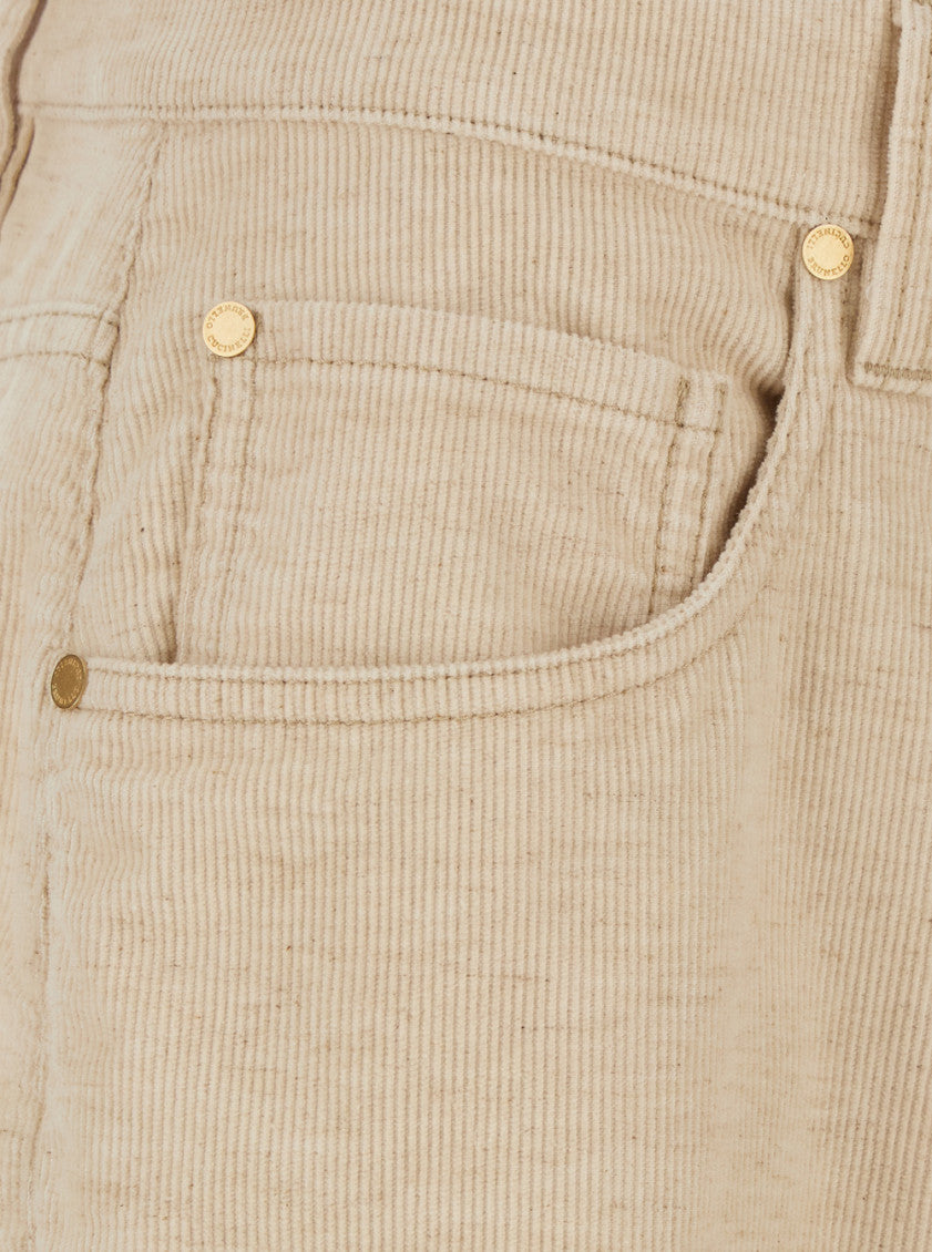 Beige Loose Flat Front Pants 3