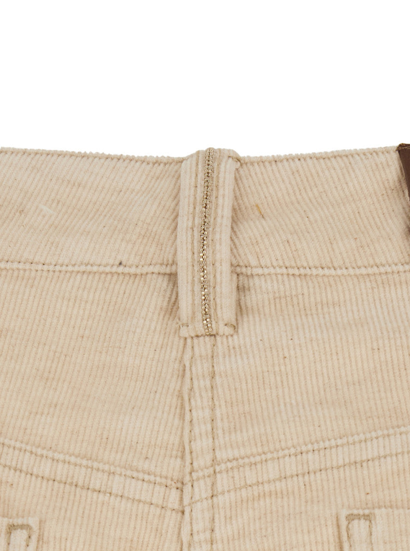Beige Loose Flat Front Pants 4