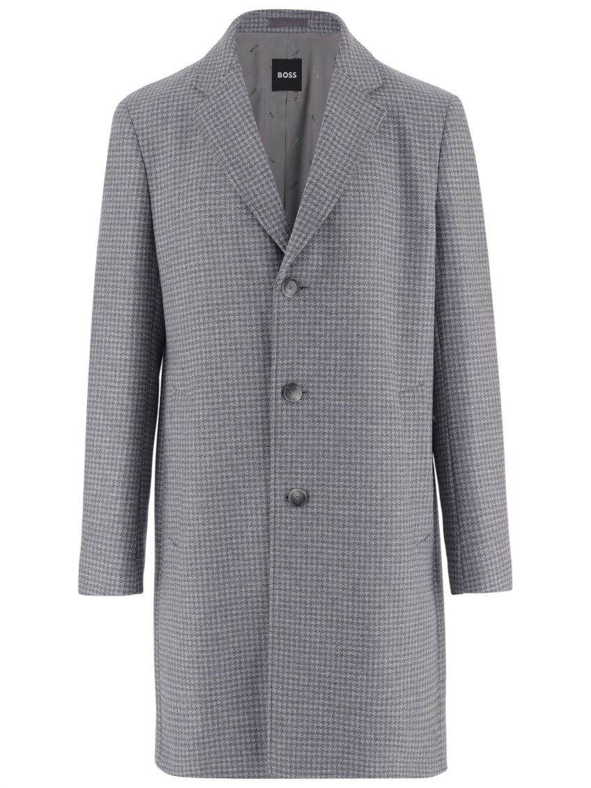 Grey Houndstooth Wool Coat 1