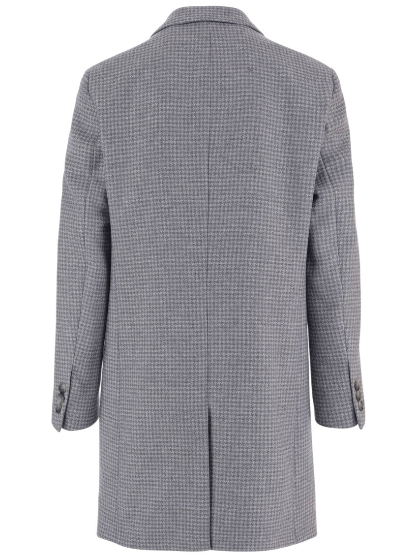 Grey Houndstooth Wool Coat 2