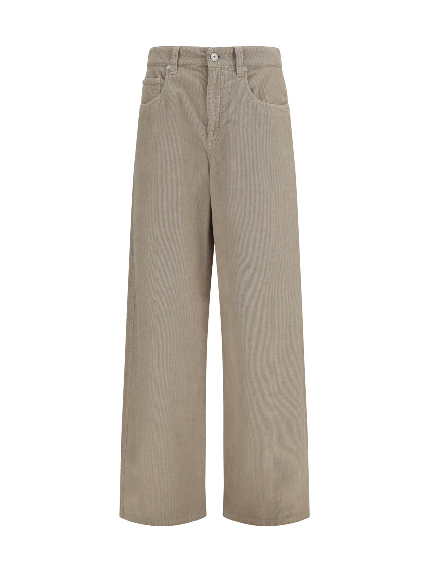 Beige Straight Flat Front Pants 1