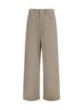 Beige Straight Flat Front Pants 1