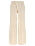 Beige Relaxed Flat Front Pants 1
