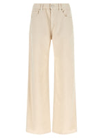 Beige Relaxed Flat Front Pants 1