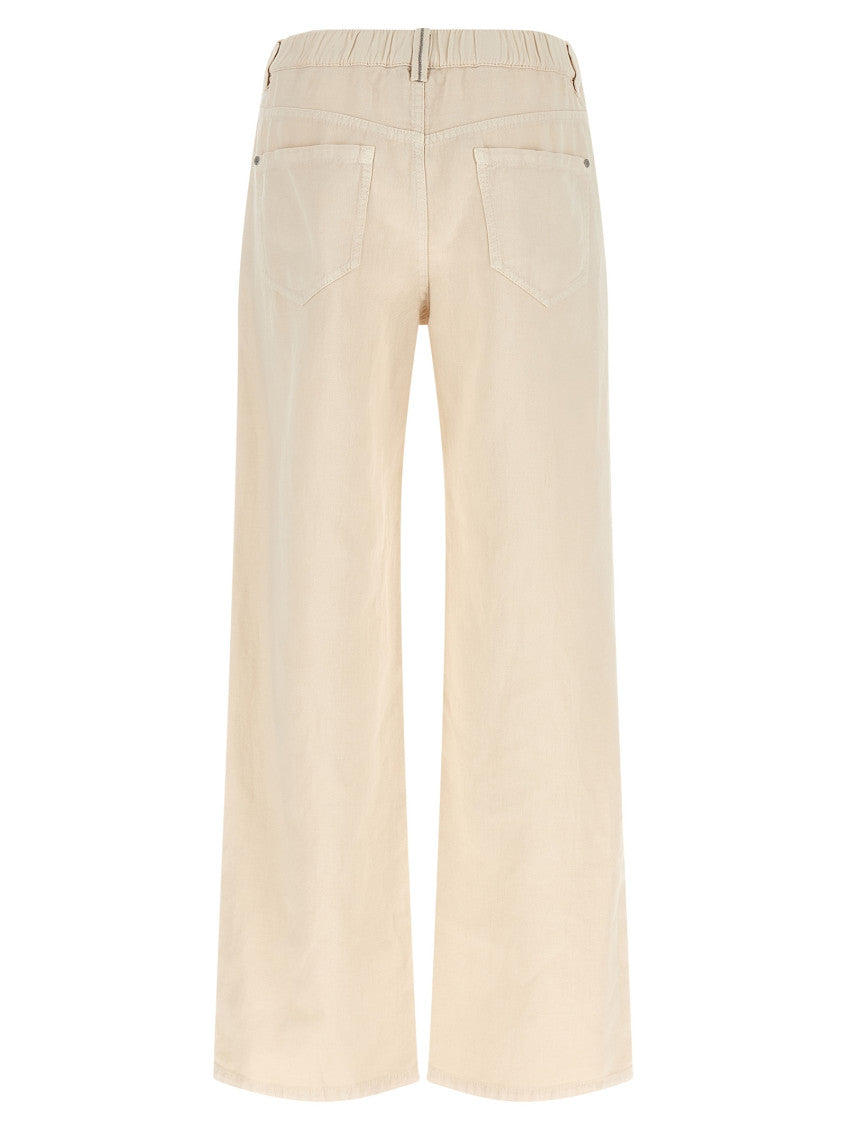 Beige Relaxed Flat Front Pants 2