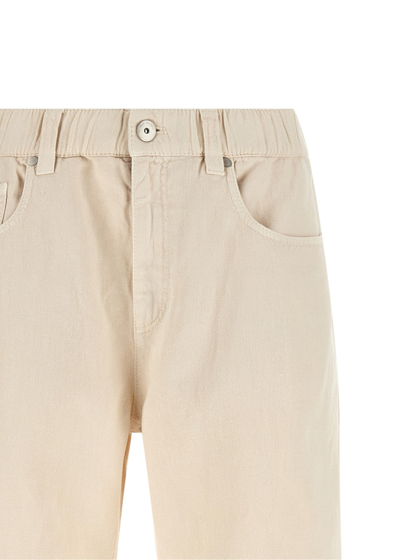 Beige Relaxed Flat Front Pants 3