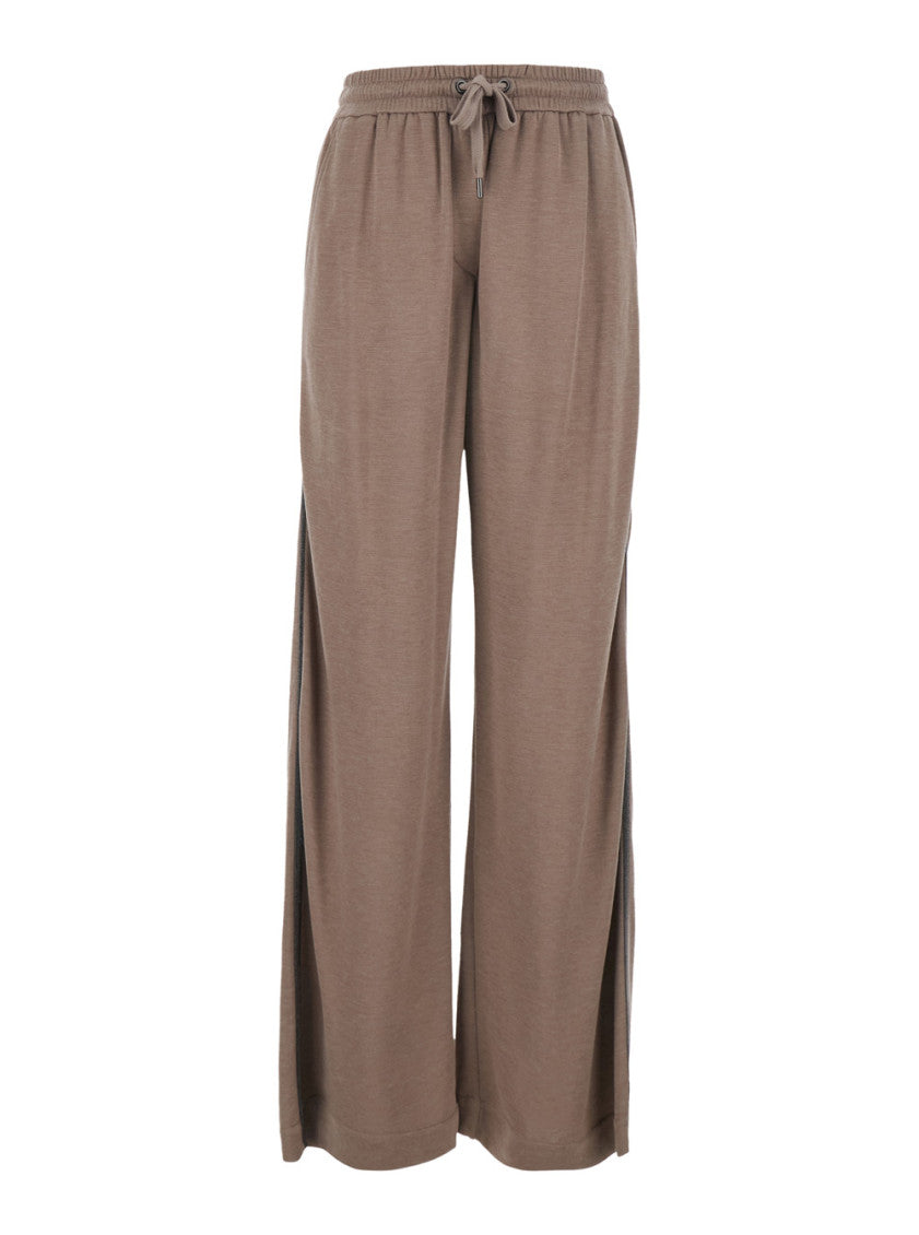 Brown Relaxed Drawstring Pants 1