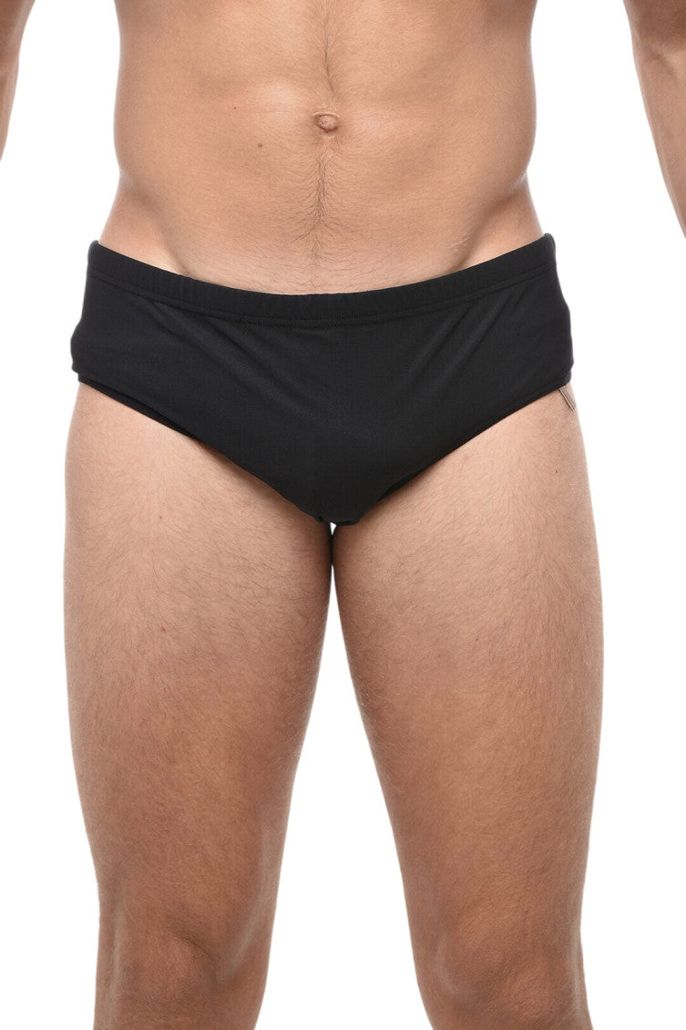 Black Solid Swim Brief 1