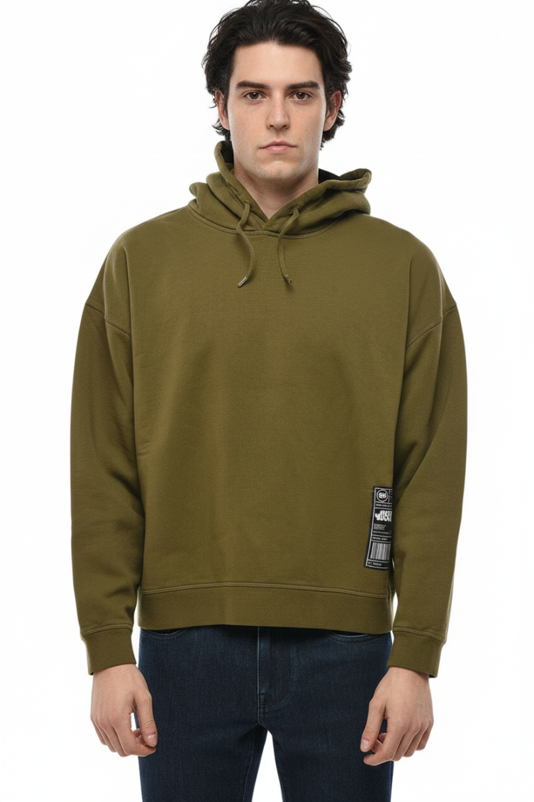 Green Relaxed Solid Hoodie 1