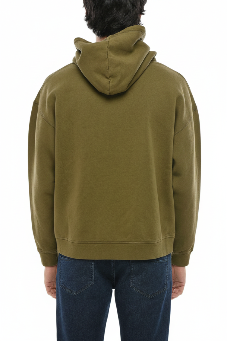 Green Relaxed Solid Hoodie 2