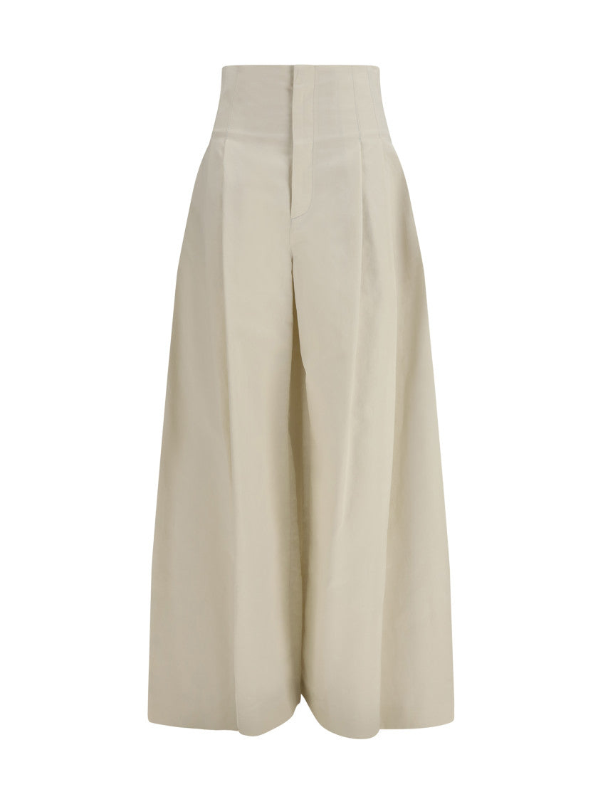 Off White Flared Pleated Pants 1
