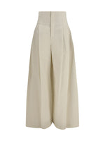 Off White Flared Pleated Pants 1