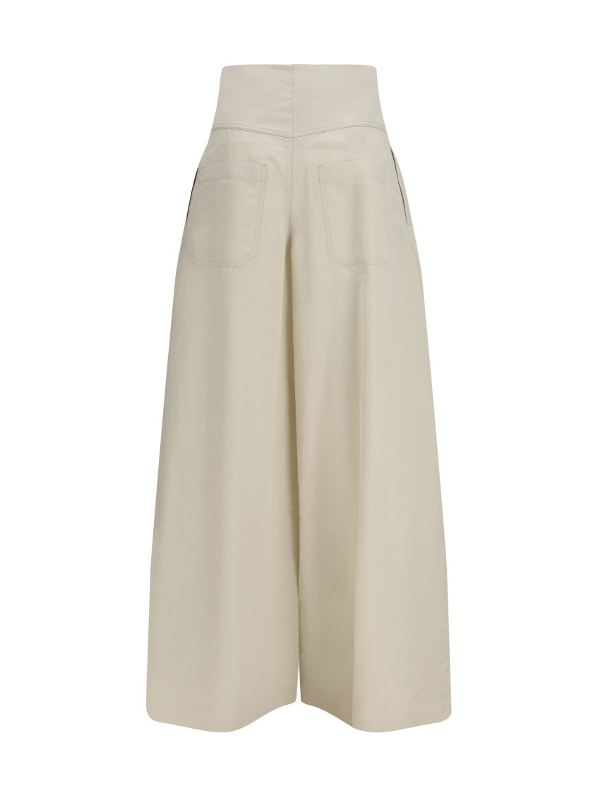 Off White Flared Pleated Pants 2