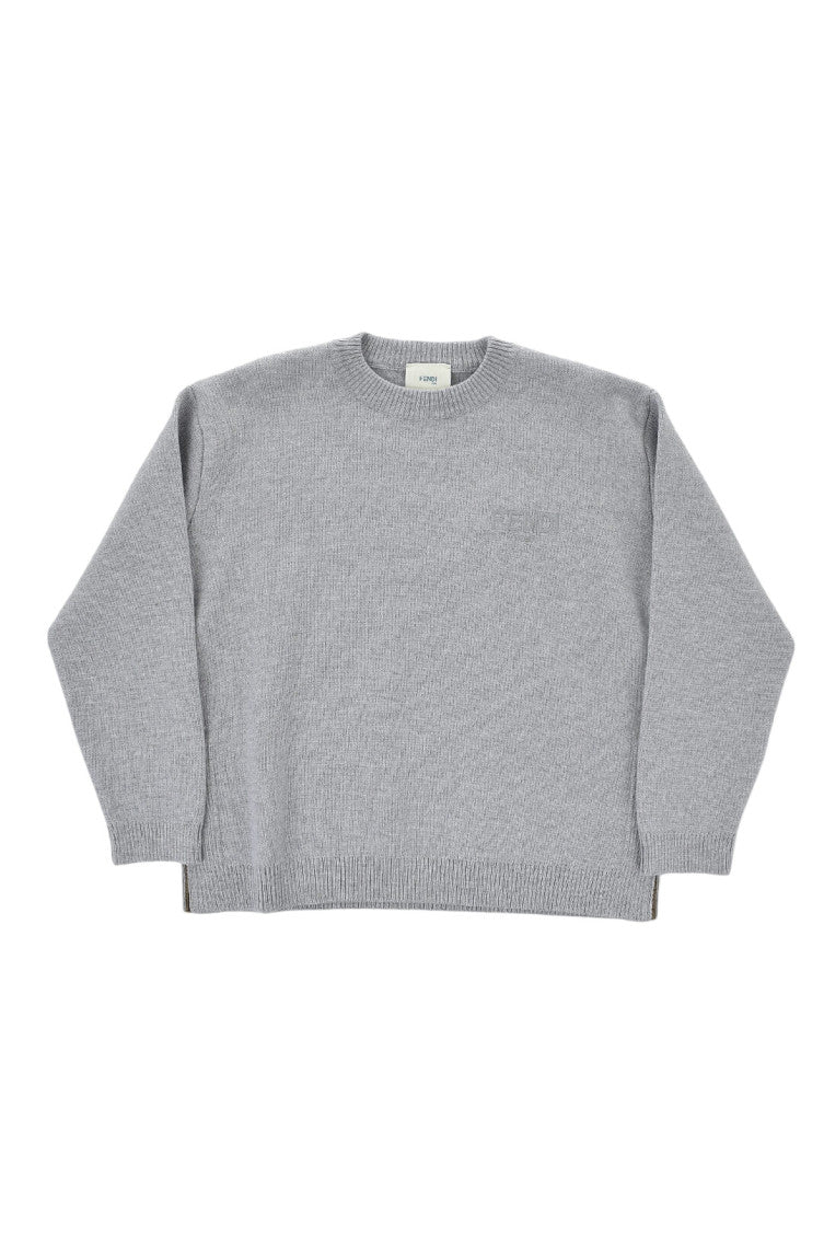 Girls Grey Wool Crewneck Sweater 1