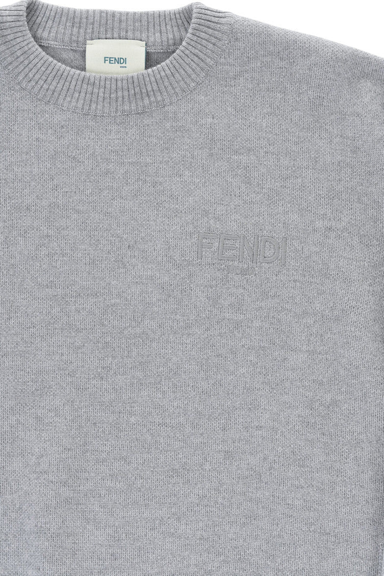 Girls Grey Wool Crewneck Sweater 2