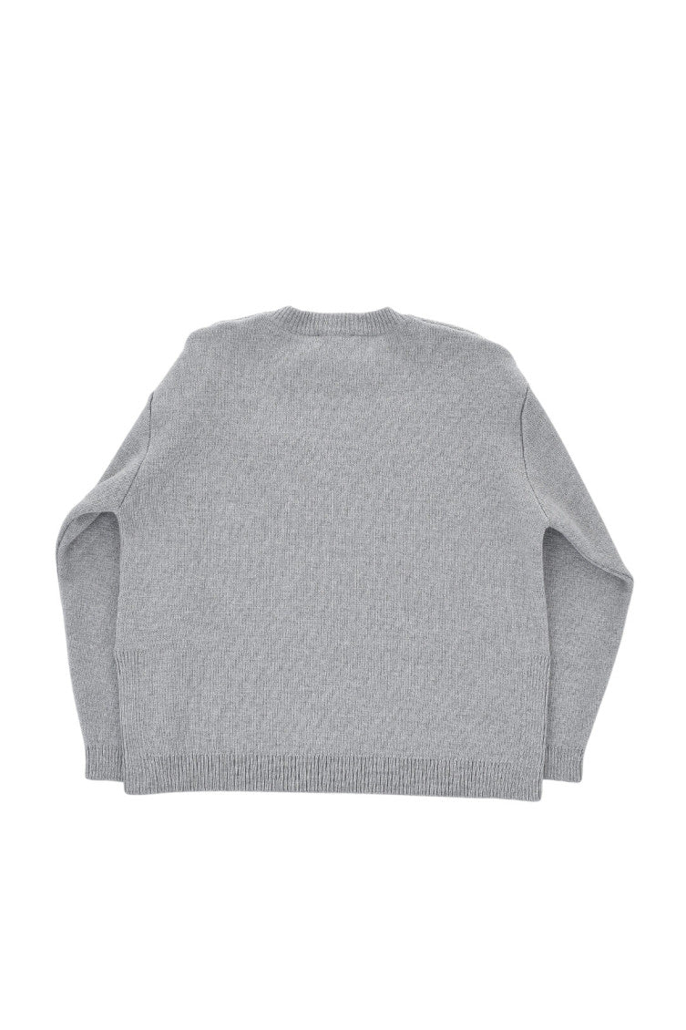 Girls Grey Wool Crewneck Sweater 3
