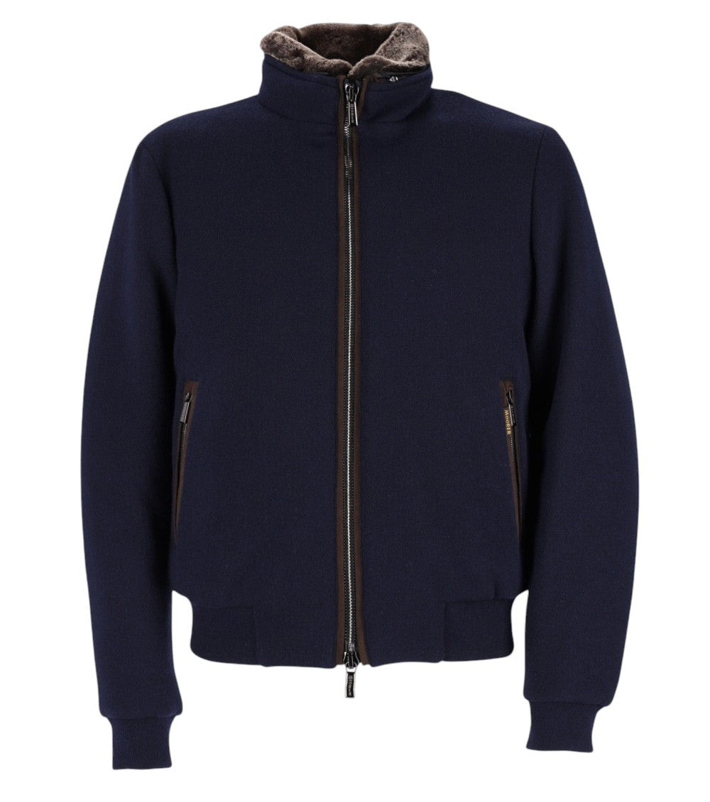 Navy Blue Mock Collar Jacket 1