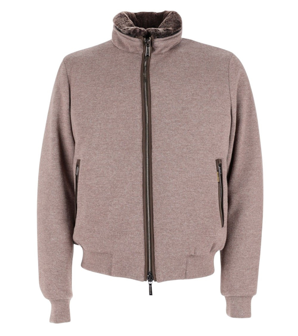 Taupe Mock Collar Jacket 1