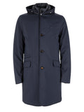 Navy Blue Hooded Trench Coat 1