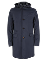 Navy Blue Hooded Trench Coat 1