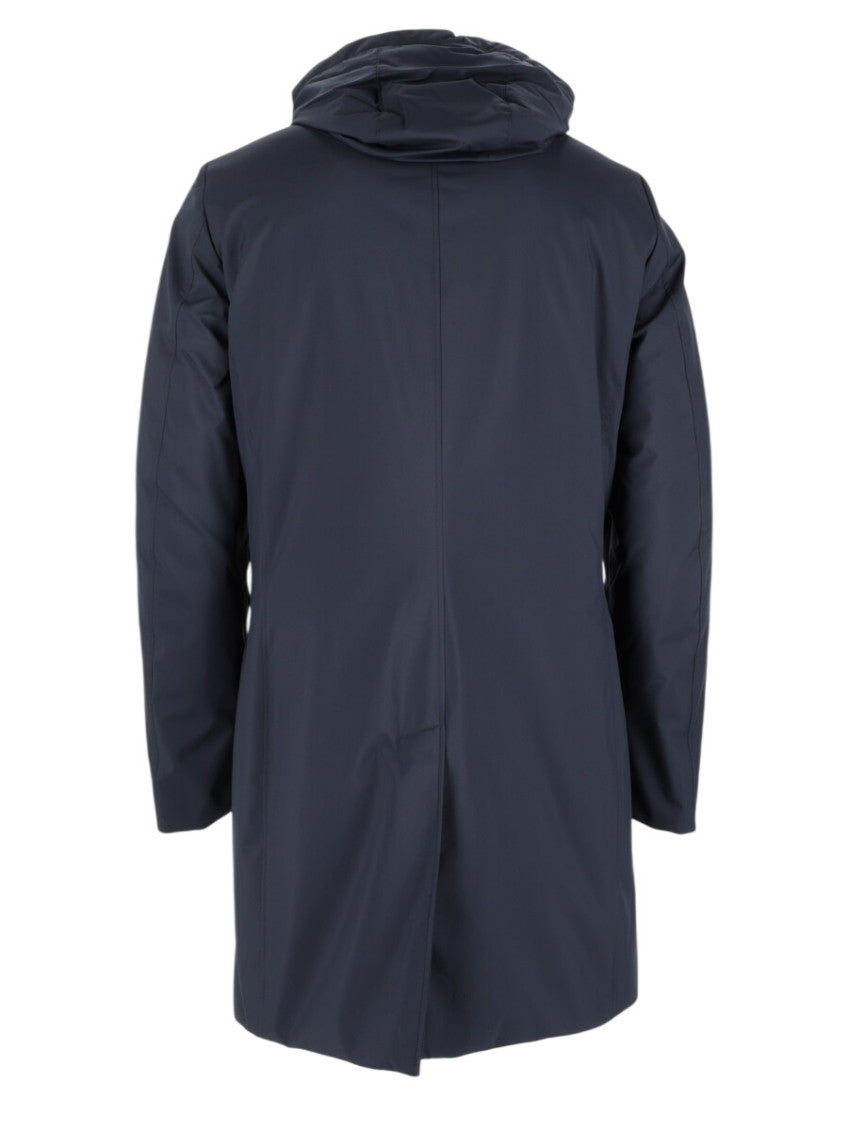 Navy Blue Hooded Trench Coat 2