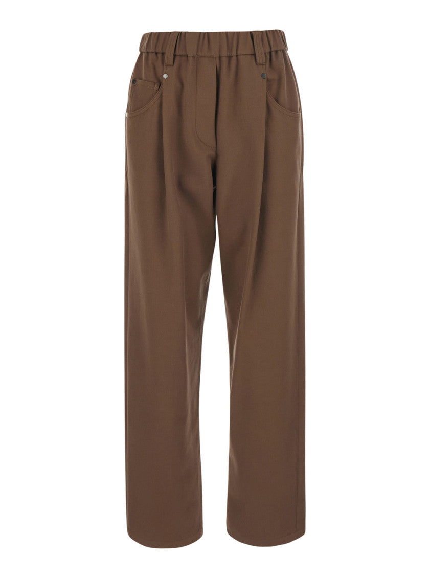Brown Relaxed Pleated Pants 1