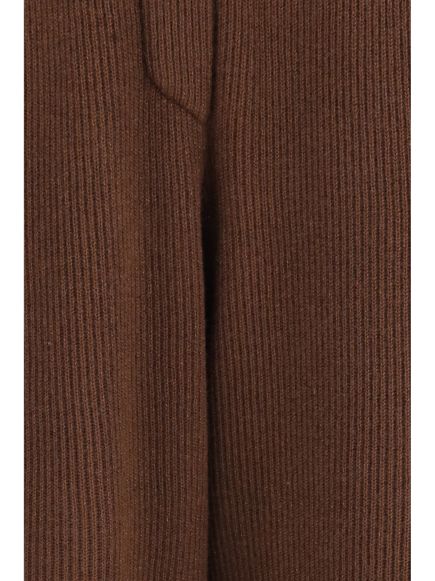 Brown Regular Flat Front Pants 3