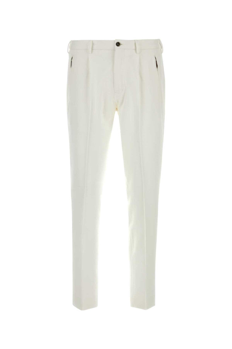 White Flat Front Trousers 1