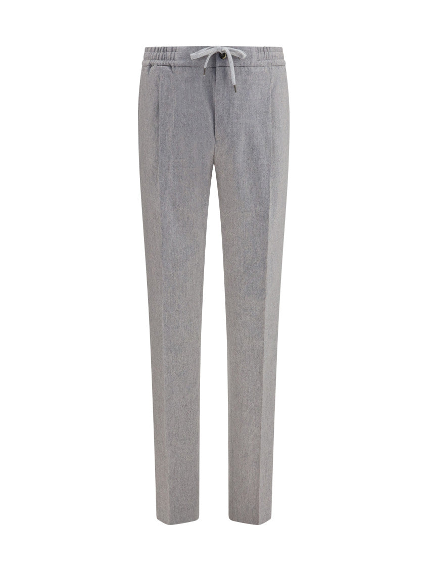 Grey Straight Drawstring Trousers 1