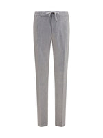 Grey Straight Drawstring Trousers 1