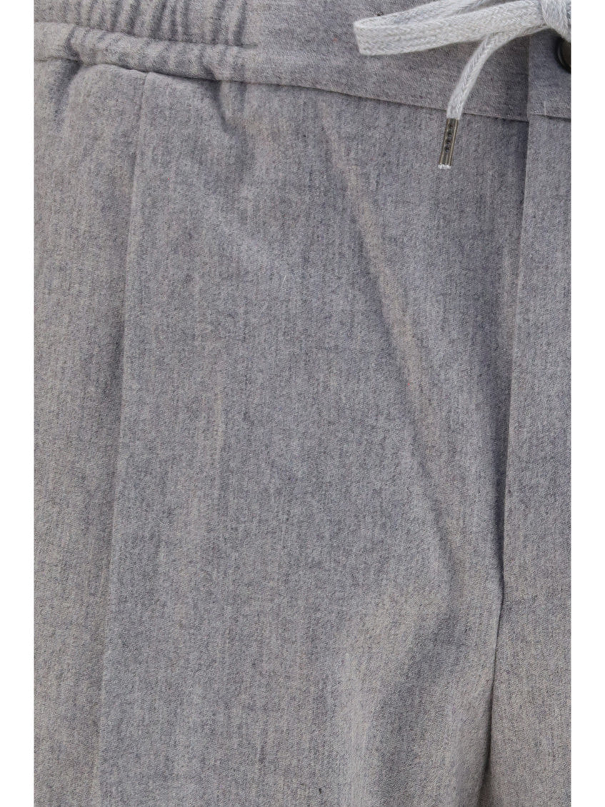 Grey Straight Drawstring Trousers 3