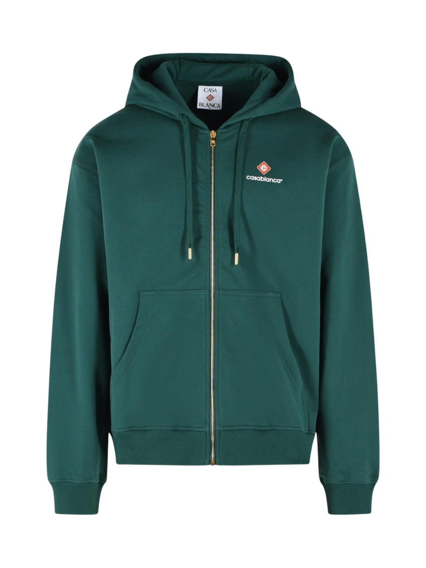 Green Logo Zip-Up Hoodie 1