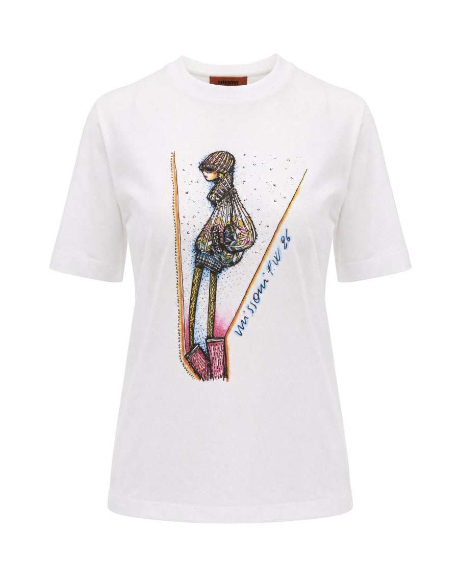 White Graphic Crew Neck T-Shirt 1