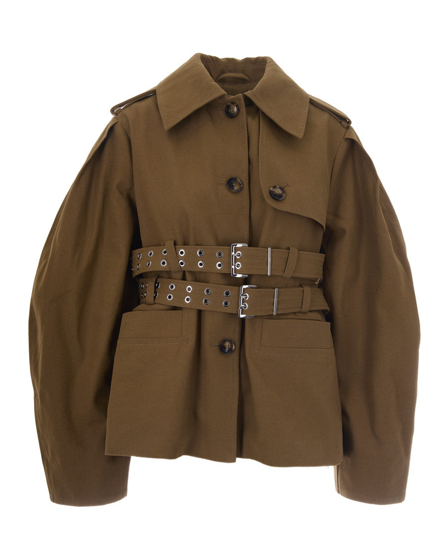 Brown Solid Shirt Collar Jacket 1