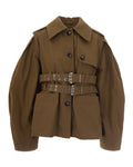 Brown Solid Shirt Collar Jacket 1