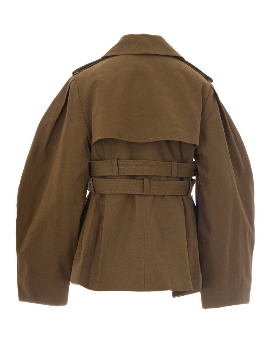 Brown Solid Shirt Collar Jacket 2