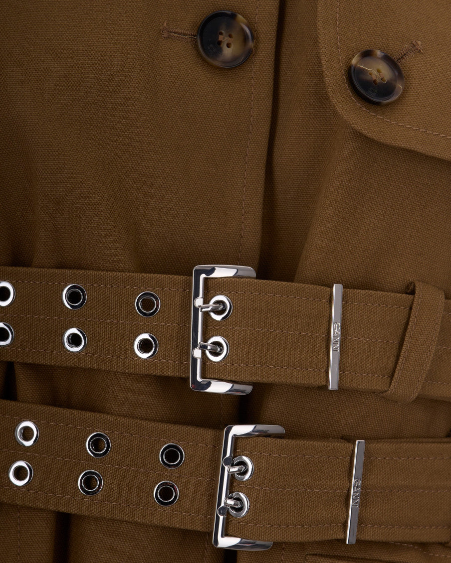Brown Solid Shirt Collar Jacket 3