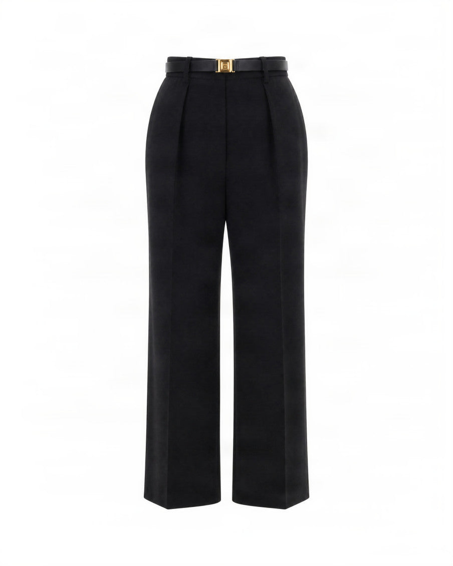 Black Straight Flat Front Pant 1