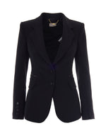 Black Solid Notched Lapel Jacket 1