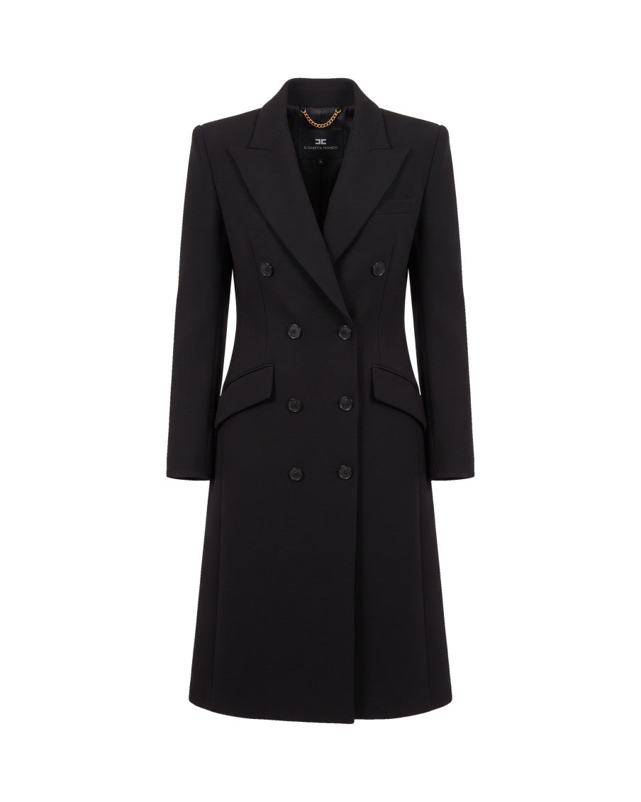 Black Peaked Lapel Trench Coat 1